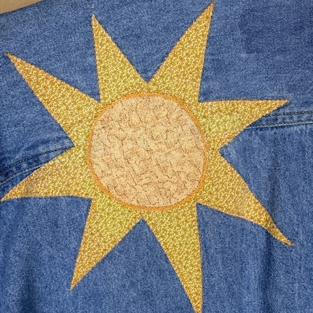 Vintage Sunbelt Sportswear Denim Patchwork Cottagecore Chicken Sun Heart - Picture 7 of 12